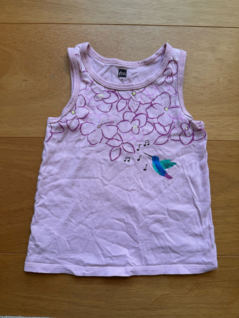 Tea Collection Light Pink Floral Hummingbird Tank Top